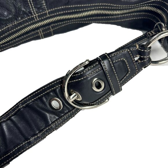 Coach Soho Hobo Bag No 10032 Black Leather Shoulder Handbag Buckle Strap - Picture 4 of 7
